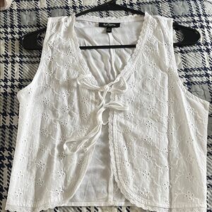 White Eyelet Lace Trim Top
